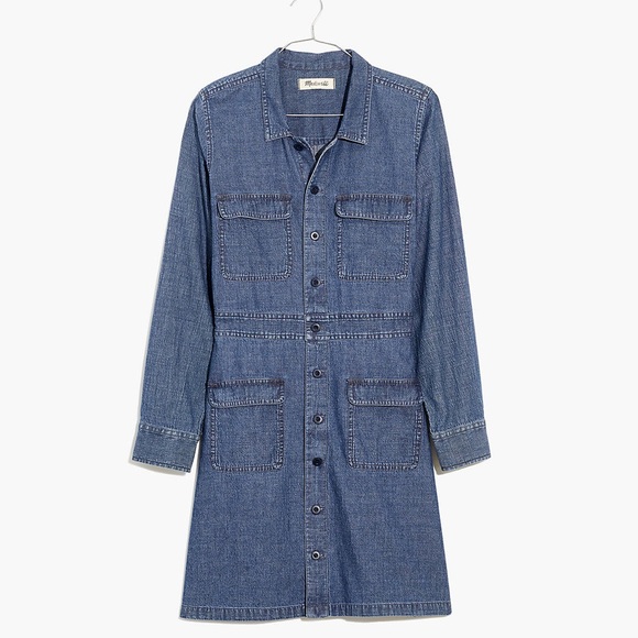 Madewell Dresses & Skirts - Madewell Denim Chambray Utility Button-up Collared Shirtdress